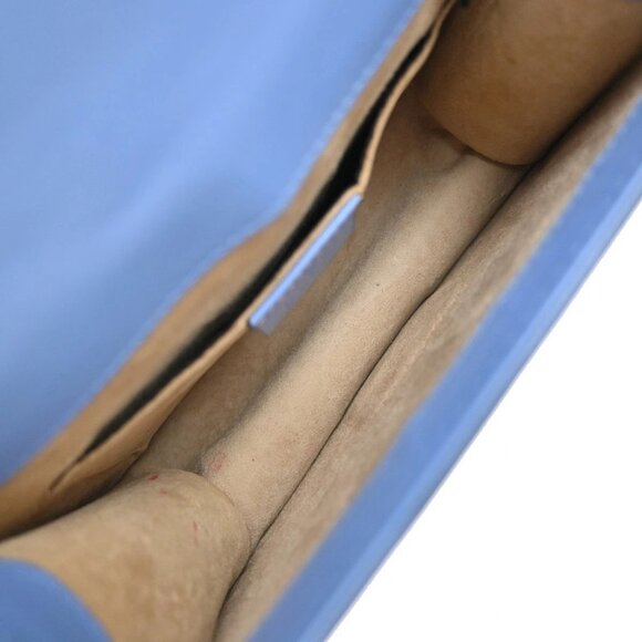 GUCCI Logo Sylvie Chain Mini Shoulder Bag Leather Blue GHW Italy 15EF777 - Picture 7 of 14